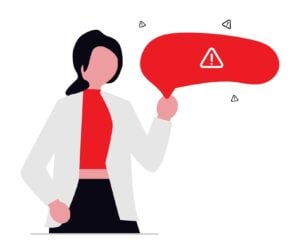 Illustration of an employer with a warning sign, symbolizing the risks of drafting employment agreements without legal help.