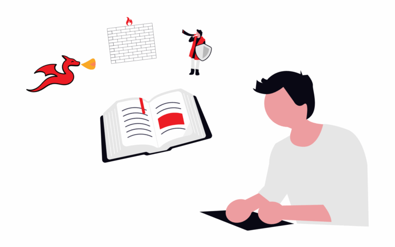 Illustration of a person researching common employment law myths about employee resignation.